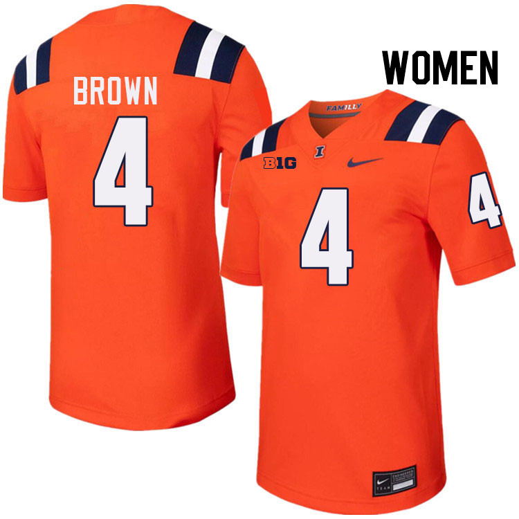 Women #4 Daniel Brown Illinois Fighting Illini College Football Jerseys Stitched-Orange